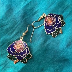 Vintage 80’s Floral Cloisonné Earrings
